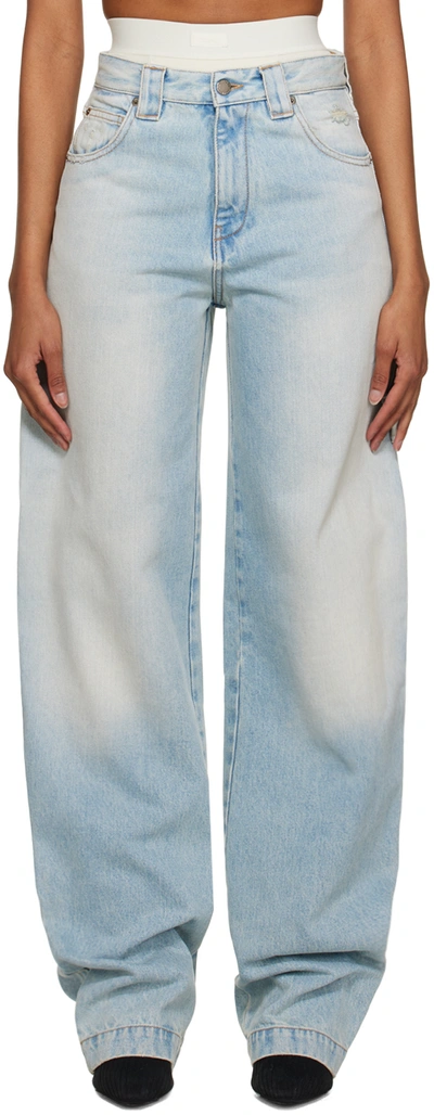 Darkpark Faded Wide-leg Jeans In Light Wash