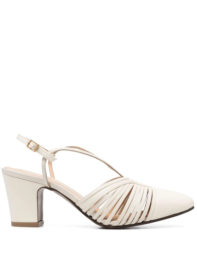 Giuliva Heritage Strappy Slingback Leather Pumps In Cream