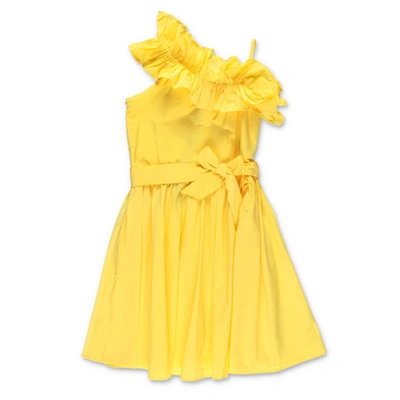 Msgm Girls Yellow Ruffle Taffeta Dress