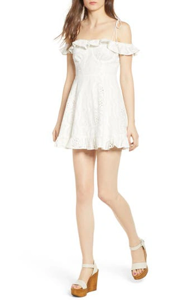 Lovers & Friends Kate Off-the-shoulder Ruffle Eyelet Dress In Ivory