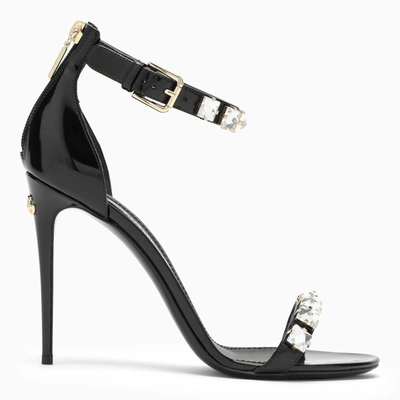 Dolce & Gabbana Black High Sandals With Crystals