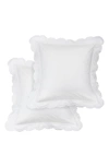 Melange White Embroidered Double Scallop 300 Thread Count 100% Cotton 26" Square Pillow Sham In White/ White