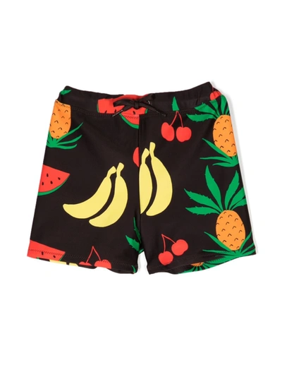 Mini Rodini Kids' Fruits Swim Trunks In Brown