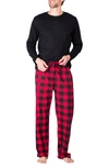 Sleephero Knit Pajamas In Black With Buffalo Check