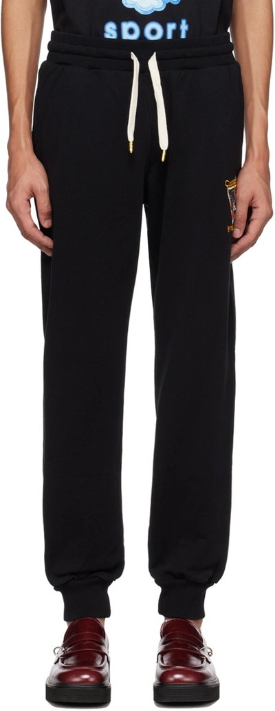 Casablanca Tennis Club Icon Embroidered Track Trousers In Black