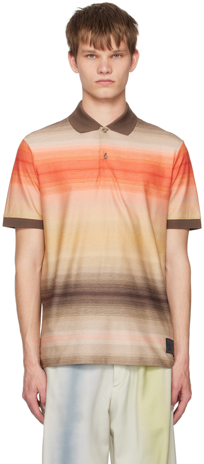 Paul Smith Stripe-print Polo Shirt In Marrone Chiaro