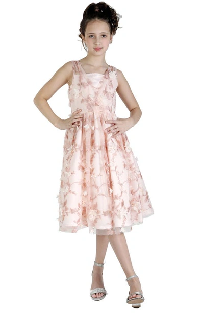 Christian Siriano Kids' Big Girls A-line Dress With 3d Floral Embroidery In Blush