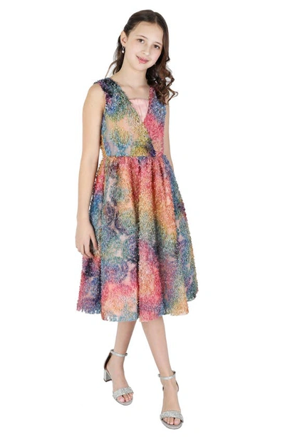 Christian Siriano Kids' Little Girl's & Girl's Tie-dye Ruffle-trim Dress In Multi