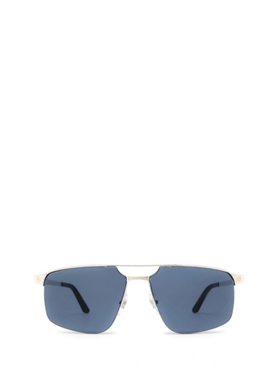 Cartier Sunglasses In 004 Silver Silver Blue