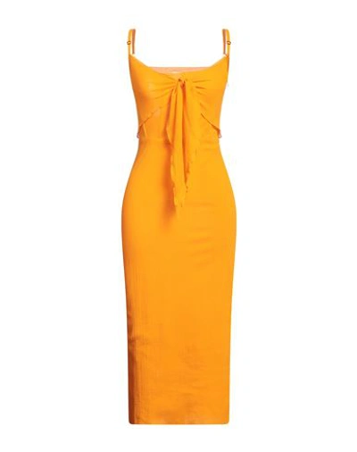 Patou Tie-detail Midi Dress In Orange