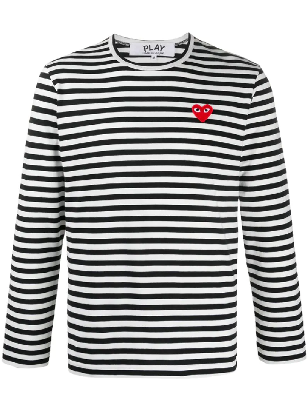 comme des garcons play long sleeve heart logo stripe tee