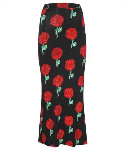 Versace Jeans Couture Roses Printed Skirt In Black