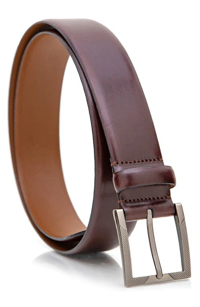 Made In Italy Solid Leather Belt In Burgundy