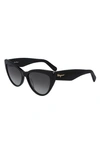 Ferragamo Salvatore  56mm Cat Eye Sunglasses In Black
