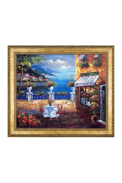 Overstock Art Cafe Italy By Unknown Artists Framed Hand Painted Oil Reproduction In Multi