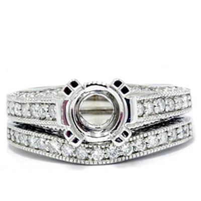 Pompeii3 1/2ct Vintage Heirloom Diamond Ring Set 14k White Gold In Multi
