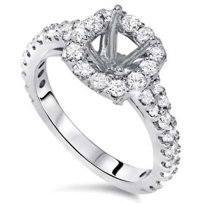 Pompeii3 1ct Diamond Ring Cushion Halo Setting 14k White Gold Semi Mount In Multi