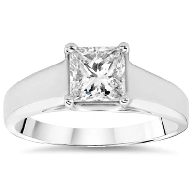 Pompeii3 1 Ct White Gold Princess Cut Enhanced Diamond Solitaire 14k Engagement Ring In Multi