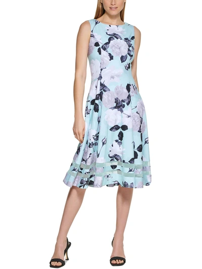 Calvin Klein Womens Floral Sleeveless Midi Dress In Multi