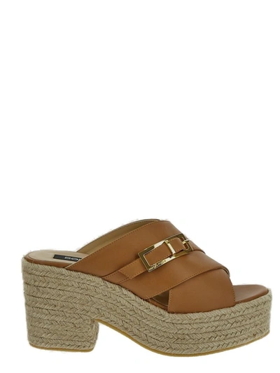 Sergio Rossi Leather Sandal In Brown