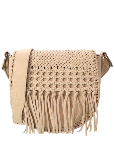 Frye Melissa Woven Leather Saddle Bag In White