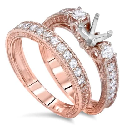 Pompeii3 7/8ct Vintage Engagement Ring Mount Set 14k Rose Gold In Multi