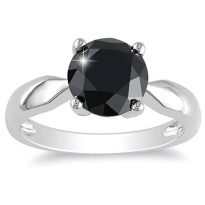Pompeii3 2 1/2ct Black Diamond Solitaire Engagement Ring 14k White Gold In Multi