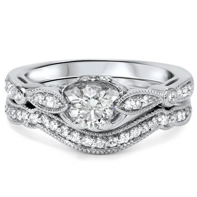 Pompeii3 3/4ct Diamond Engagement Wedding Ring Set 14k White Gold In Multi