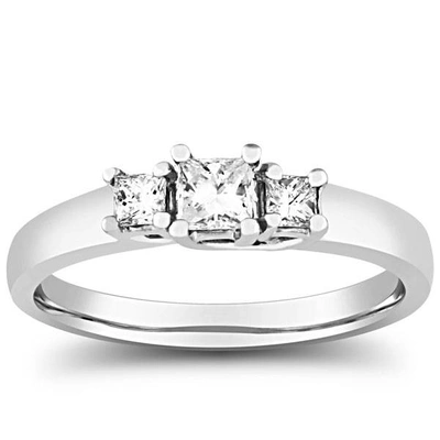 Pompeii3 1/2ct Three Stone Princess Cut Diamond Ring 14k White Gold In Multi