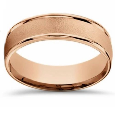 Pompeii3 6mm Brushed Round Polished Edge 14k Rose Gold Wedding Band In Multi