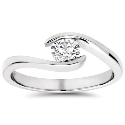 Pompeii3 1/3ct Round Diamond Solitaire Modern Engagement Ring 14k White Gold In Multi