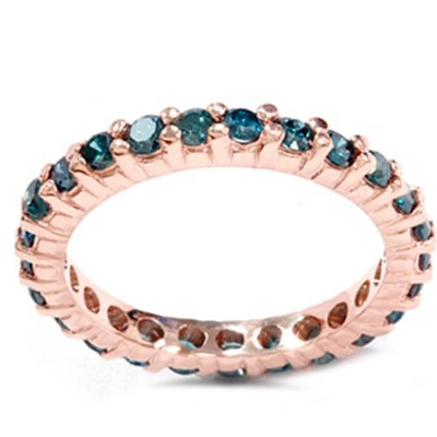 Pompeii3 1 1/2ct Prong Blue Diamond Eternity Ring 14k Rose Gold In Multi