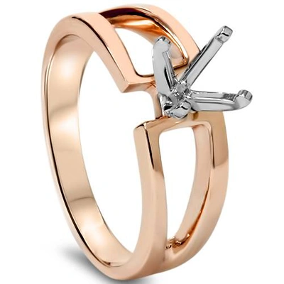 Pompeii3 14k Rose Gold Ring Modern Engagement Ring Setting Split Shank Semi Mount In Multi