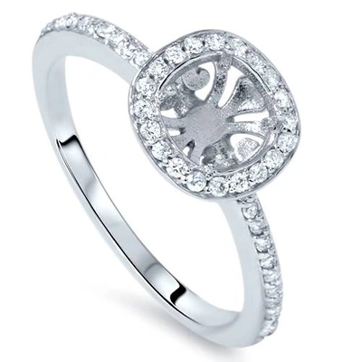 Pompeii3 1/3ct Cushion Halo Engagement Ring Setting 14k White Gold In Multi