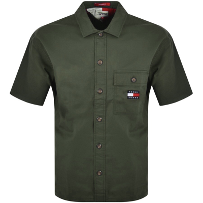 Tommy Jeans Short Sleeve Solid Overshirt Green