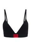 Hugo Boss Stretch-cotton Triangle Bra With Red Logo Label In Black