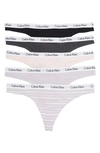 Calvin Klein Logo Thongs In Black/ Beige/ Charcoal/ Grey