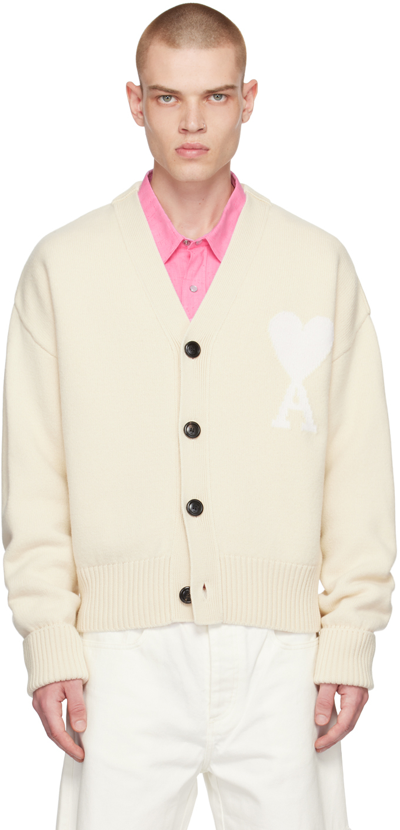 Ami Alexandre Mattiussi Ami De Coeur Button-up Cardigan In Neutrals