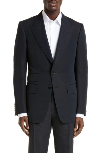 Tom Ford Shelton Cotton & Silk Poplin Tuxedo Jacket In Black