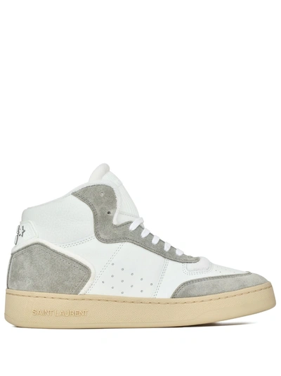 Saint Laurent Men's Sl/80 Sneakers In Leather And Suede In White