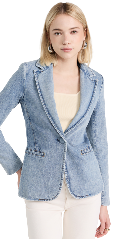 Alice And Olivia Macey Denim Fitted Blazer In Bay Blue