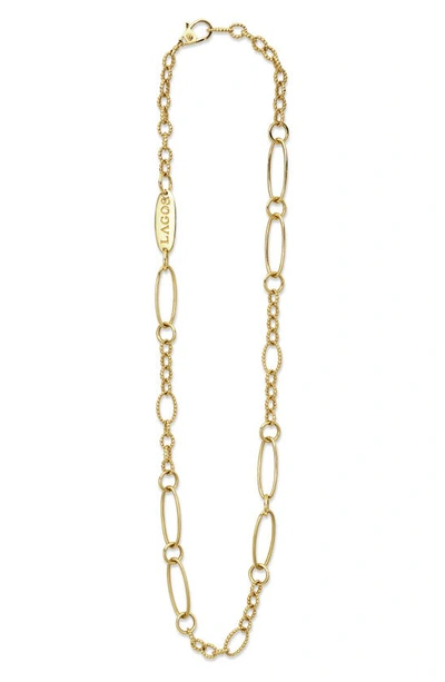 Lagos Signature Caviar Link Necklace In Gold