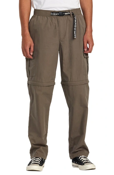 Rvca All Time Zip-off Cargo Pants In Mushroom