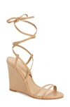 Schutz Deonne Ankle Wrap Wedge Sandal In True Beige