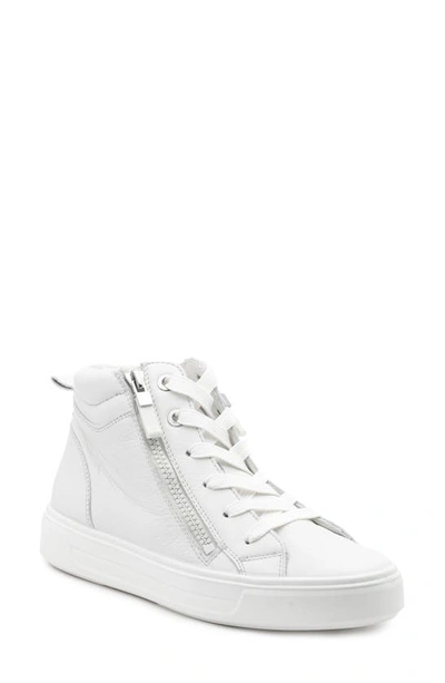 Ara Camden High Top Sneaker In White Calf