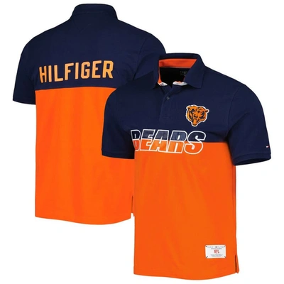 Tommy Hilfiger Men's  Orange, Navy Chicago Bears Color Block Polo Shirt In Orange,navy