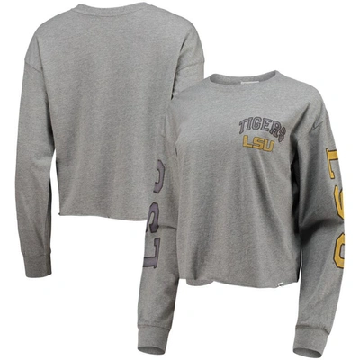 47 ' Heathered Gray Lsu Tigers Ultra Max Parkway Long Sleeve Cropped T-shirt In Heather Gray