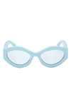 Emilio Pucci 54mm Geometric Sunglasses In Shiny Light Blue / Blue