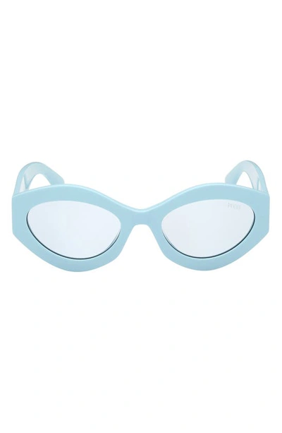 Emilio Pucci 54mm Geometric Sunglasses In Shiny Light Blue / Blue