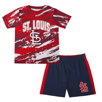 Outerstuff Kids' Preschool Red/navy St. Louis Cardinals Stealing Homebase 2.0 T-shirt & Shorts Set In Purple